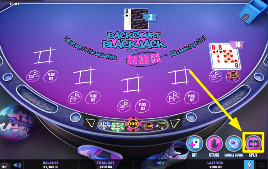 Backcourt Blackjack SE POSSIBILE, DIVIDERE LE COPPIE.