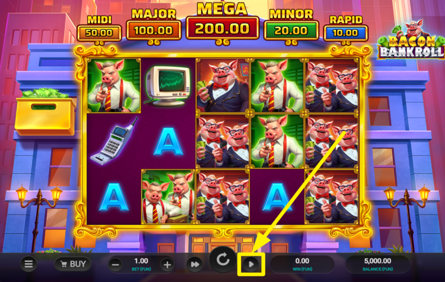 Bacon Bankroll ELIGE GIROS AUTOMÁTICOS.