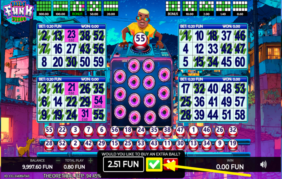 Baile Funk Bingo ACQUISTA PALLINE EXTRA.