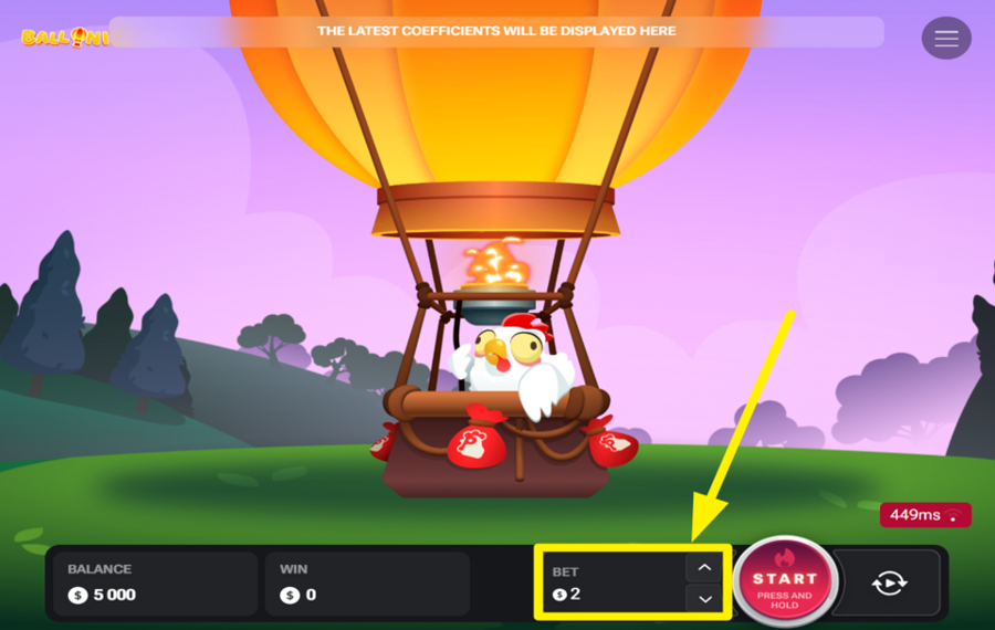 BalloniX AJUSTE EL IMPORTE DE LA APUESTA.