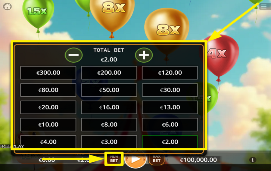 Balloon Joker CHOOSE YOUR BET.