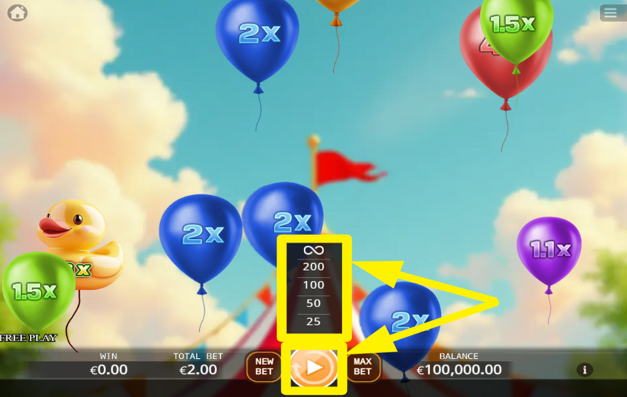 Balloon Joker ACTIVATE AUTOMATIC PLAY.