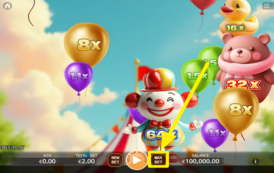 Balloon Joker SET THE MAXIMUM BETTING AMOUNT.