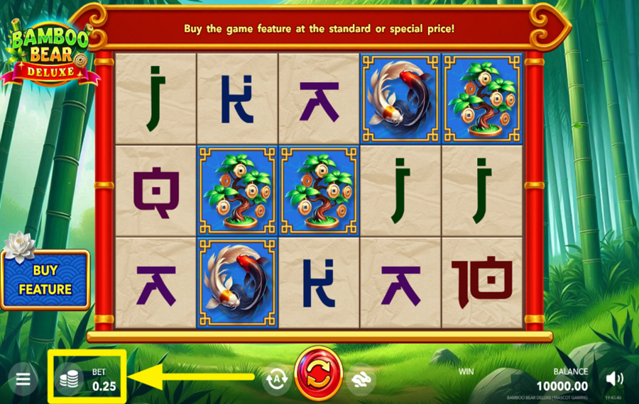 Bamboo Bear Deluxe DETERMINE YOUR BET.