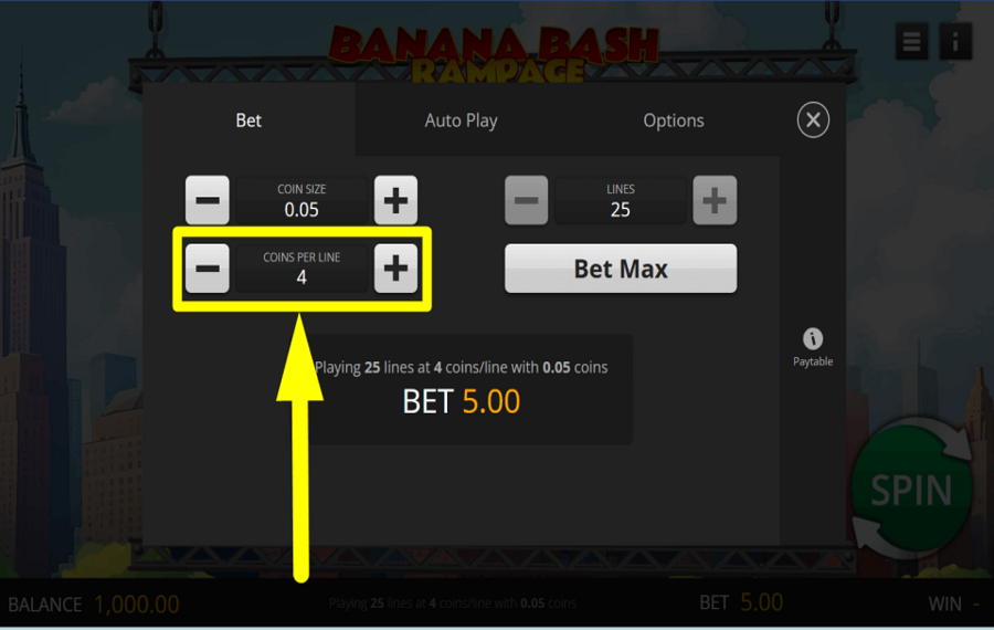 Banana Bash Rampage SET THE COINS.