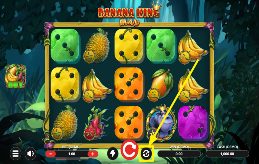 Banana King MAX Dice UTILICE GIROS AUTOMATIZADOS.