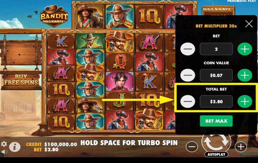 Bandit Megaways DETERMINE YOUR TOTAL BET.