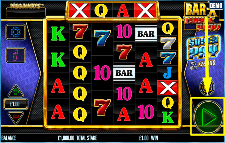 Bar X Triple Play Megaways START THE GAME.