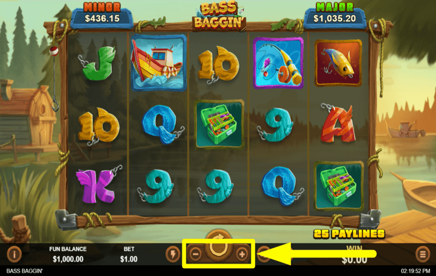 Bass Baggin ВЫБЕРИТЕ РАЗМЕР СТАВКИ.