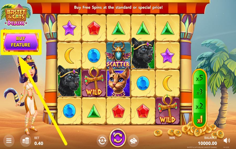 Bastet and Cats Deluxe UNLOCK THE BONUS ROUND.