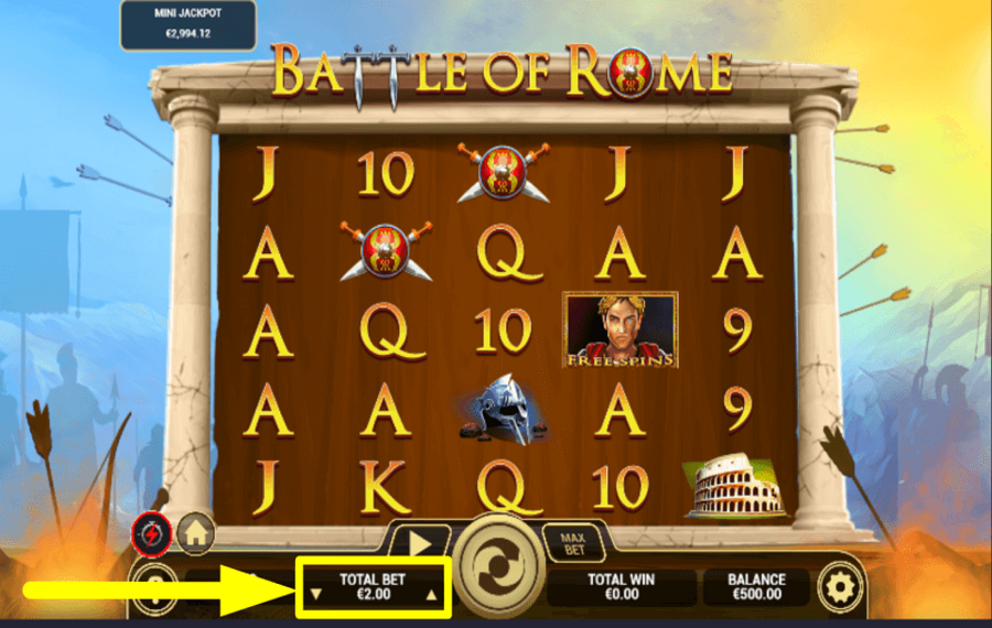 Battle of Rome SELECT YOUR BET AMOUNT.