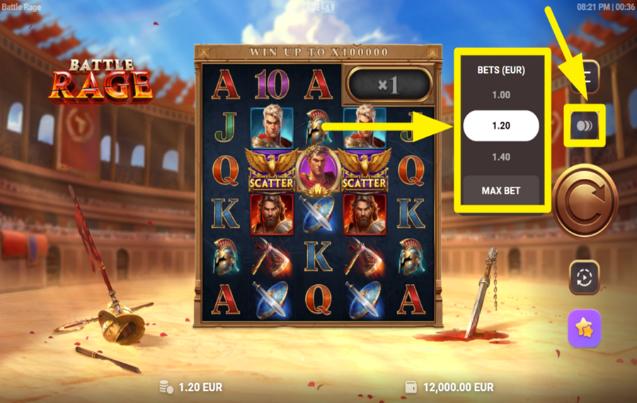 Battle Rage CHOOSE A BET AMOUNT.