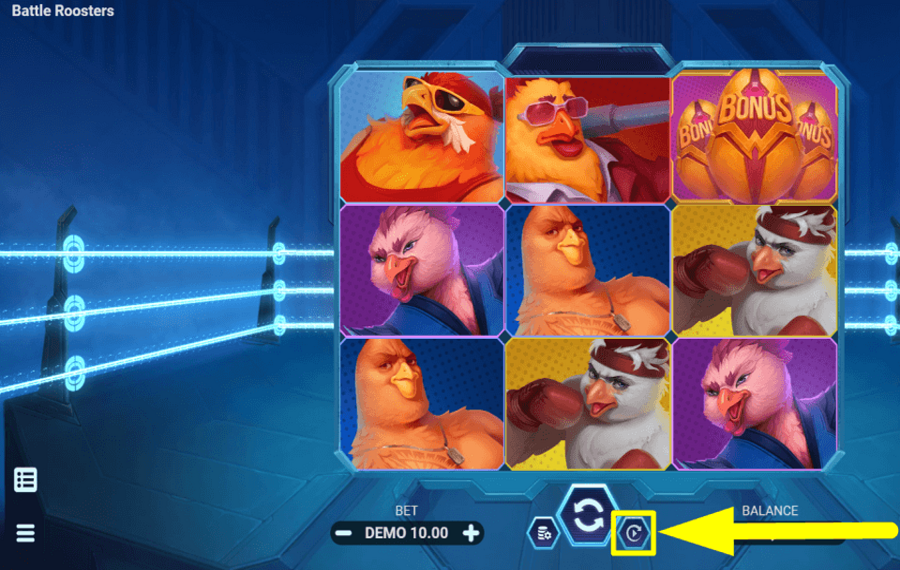 Battle Roosters START AUTOMATIC SPINS.