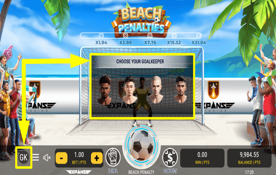 Beach Penalties WÄHLEN SIE EINEN TORWART.