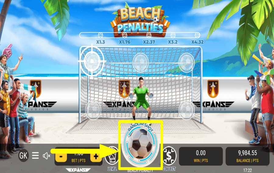 Beach Penalties SCHIESSEN, UM EIN TOR ZU ERZIELEN.