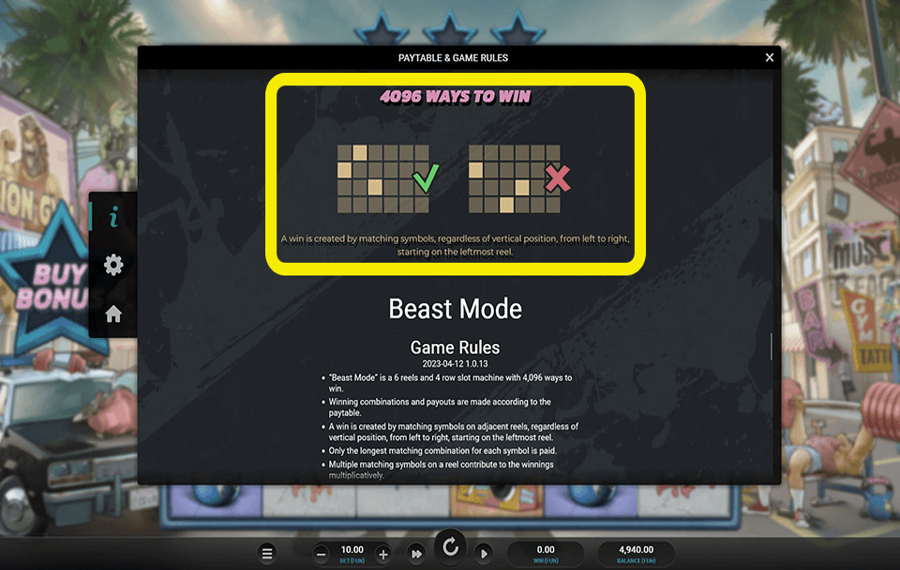 Beast Mode Elige las líneas de pago.