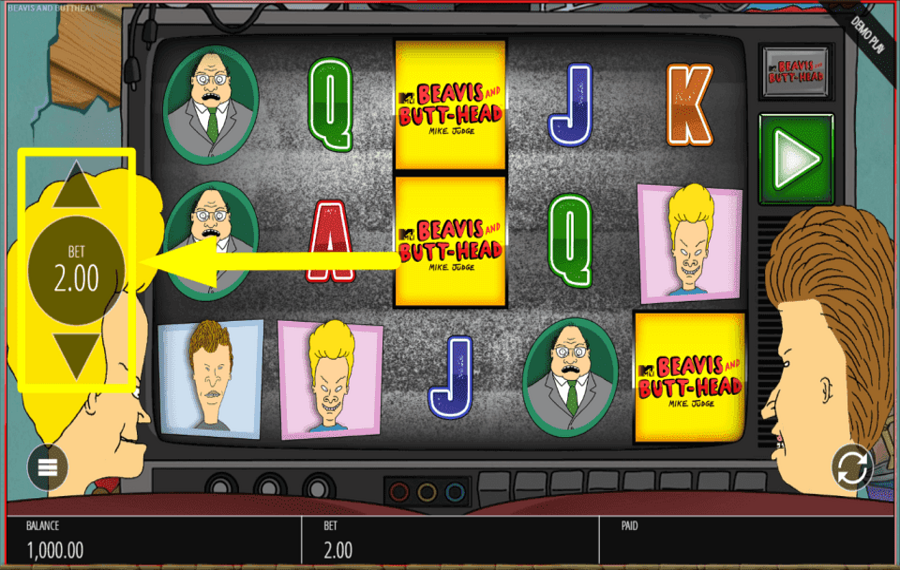 Beavis and Butthead CHOOSE THE BET VALUE.