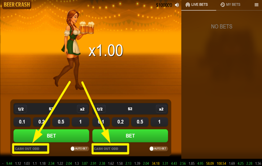 Beer Crash DEFINIEREN SIE IHREN AUSZAHLUNGSPUNKT VORAB.