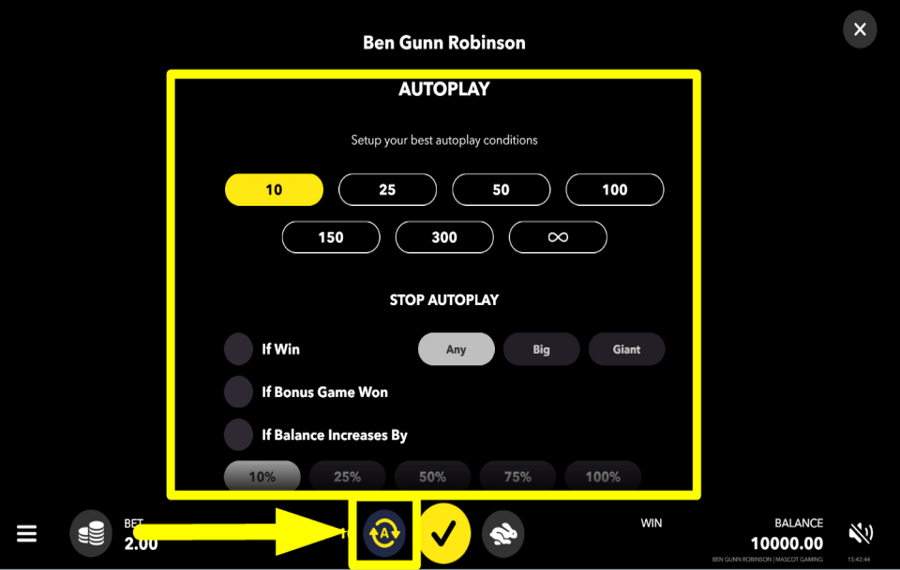 Ben Gunn Robinson START AUTOMATIC SPINS.