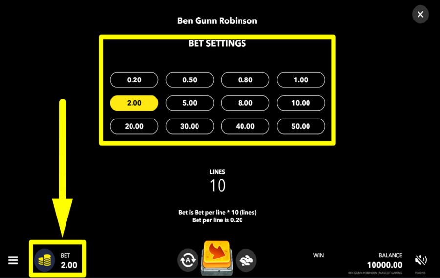Ben Gunn Robinson SET YOUR TOTAL BET.
