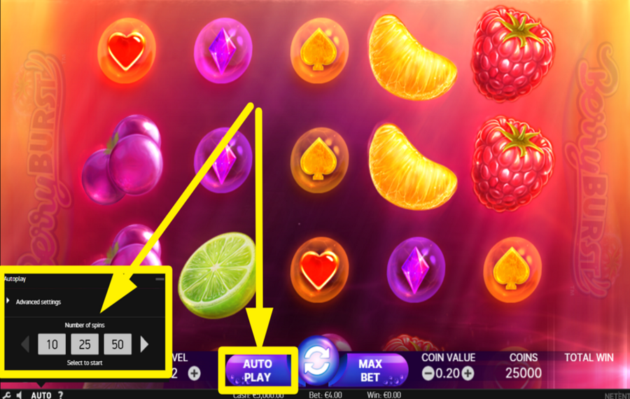 Berryburst Faites tourner les rouleaux automatiquement.