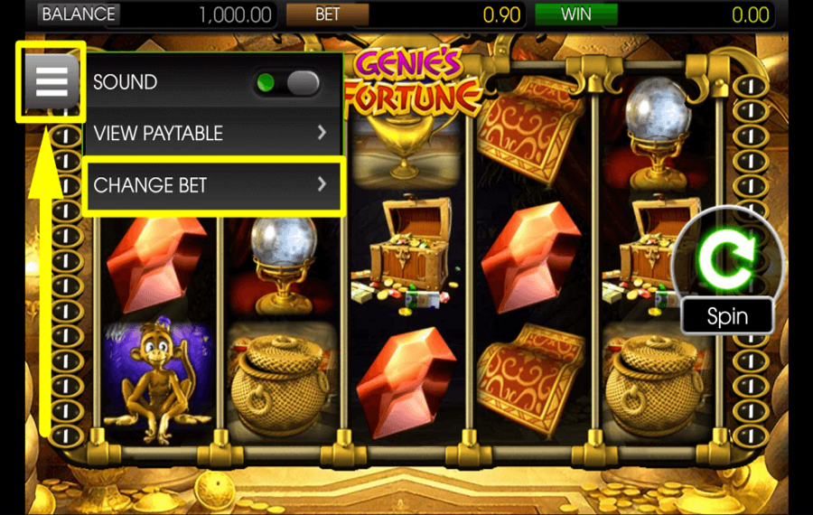 BetSoft Genies Fortune FIXEZ LA MISE TOTALE.