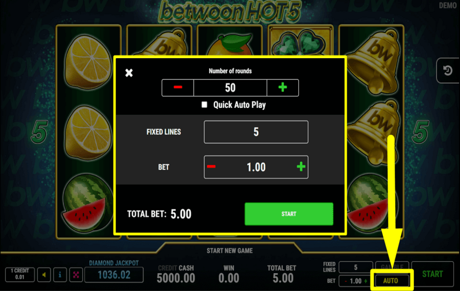 Betwoon Hot 5 АВТОМАТИЧЕСКИЕ ВРАЩЕНИЯ.