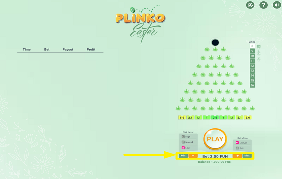 BGaming Easter Plinko AJUSTA TU APUESTA.
