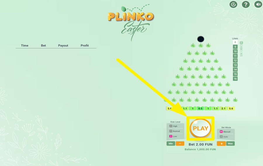 BGaming Easter Plinko CAÍDA DE LA PELOTA.