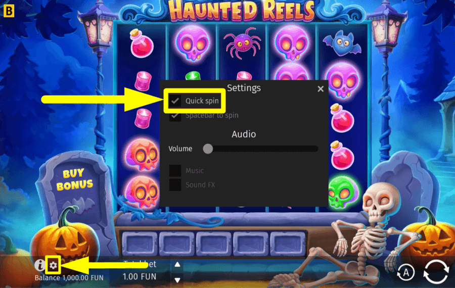 BGaming Haunted Reels ИСПОЛЬЗУЙТЕ БЫСТРЫЕ ВРАЩЕНИЯ.