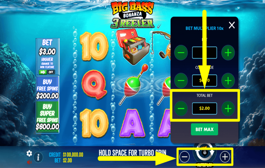 Big Bass Bonanza 3 Reeler ADJUST THE TOTAL BET.