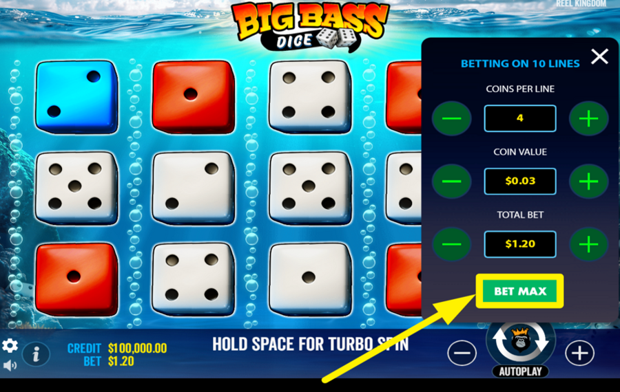 Big Bass Dice CHOISISSEZ LA LIMITE DE MISE LA PLUS ÉLEVÉE.