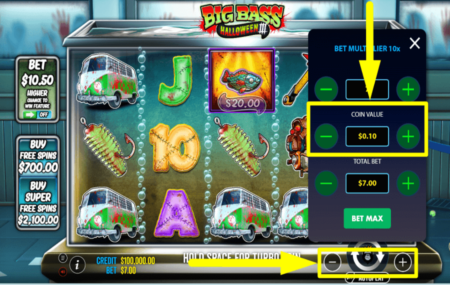 Big Bass Halloween 3 Weisen Sie Ihre Münzen zu.