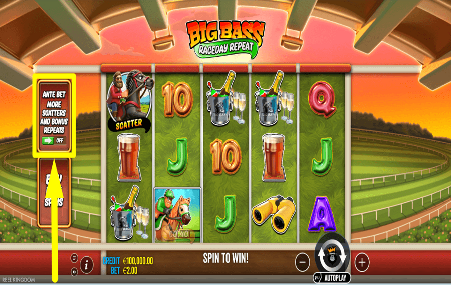 Big Bass Raceday Repeat ASSIGN ANTE BET.