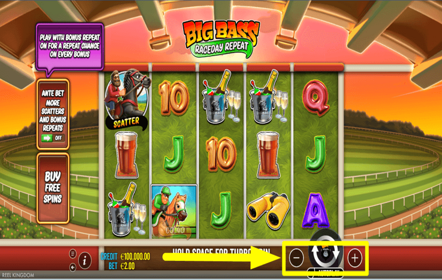 Big Bass Raceday Repeat ADJUST THE WAGER.