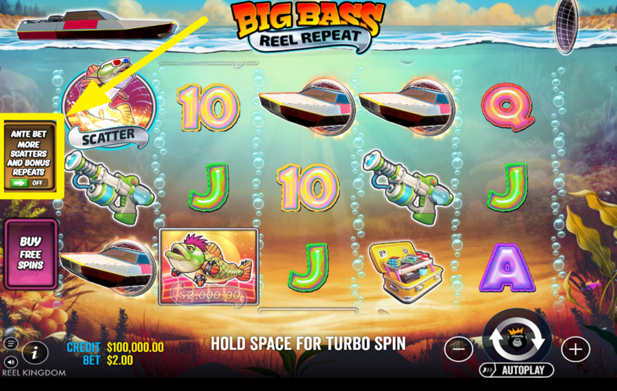 Big Bass Reel Repeat ENABLE ANTE BET.