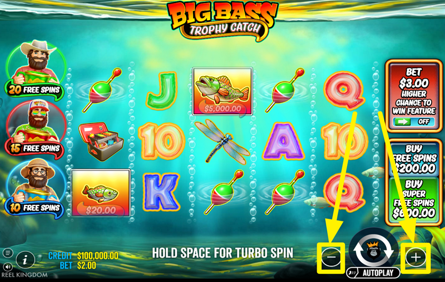 Big Bass Trophy Catch SELECT A BET AMOUNT.
