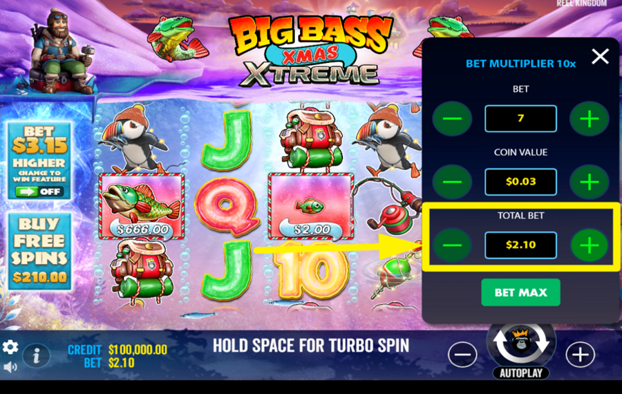 Big Bass Xmas Xtreme PLACER LA MISE TOTALE.