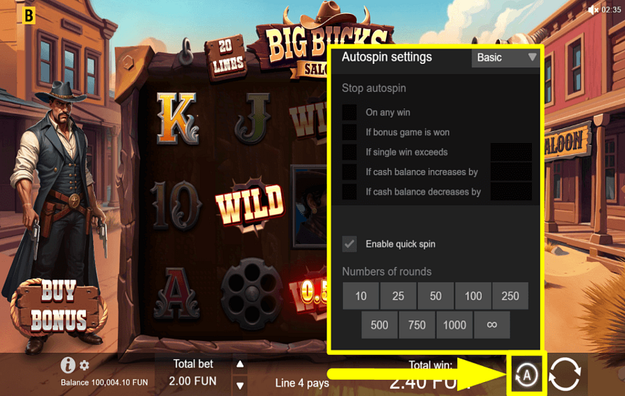 Big Bucks Saloon PROCEDER AUTOMÁTICAMENTE.