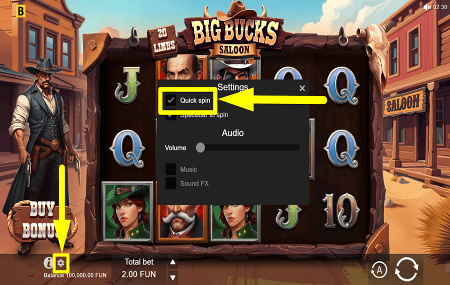 Big Bucks Saloon ACELERA EL RITMO.