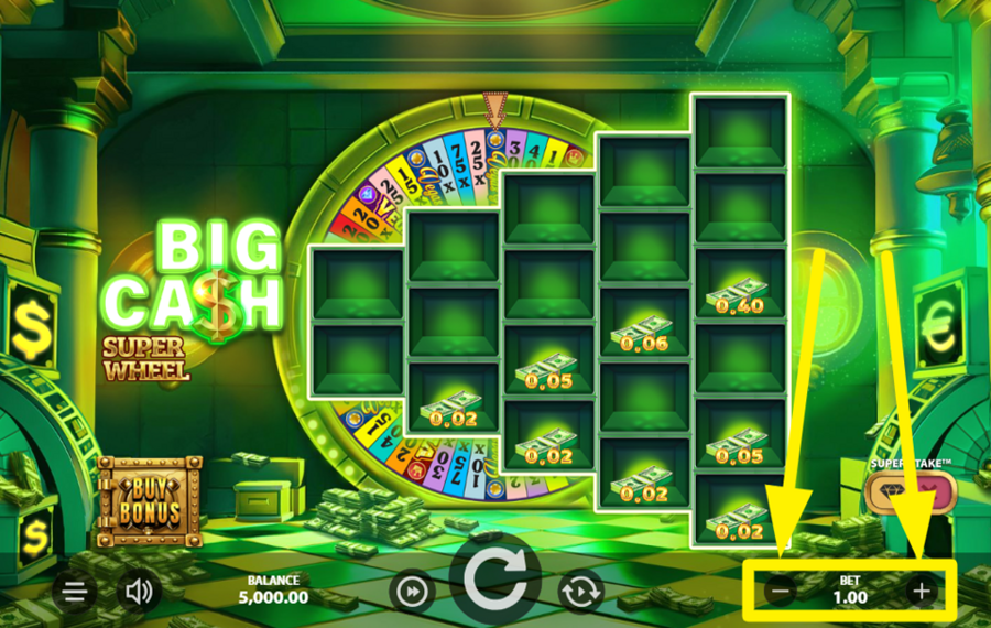 Big Cash Super Wheel ИЗМЕНИТЕ СВОЮ СТАВКУ.
