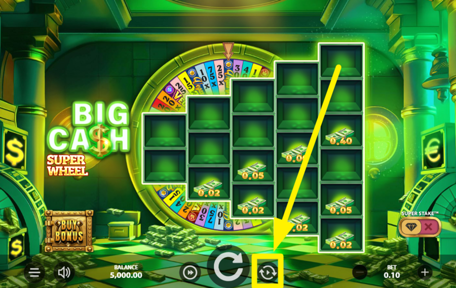 Big Cash Super Wheel ИСПОЛЬЗУЙТЕ АВТОВОСПРОИЗВЕДЕНИЕ.