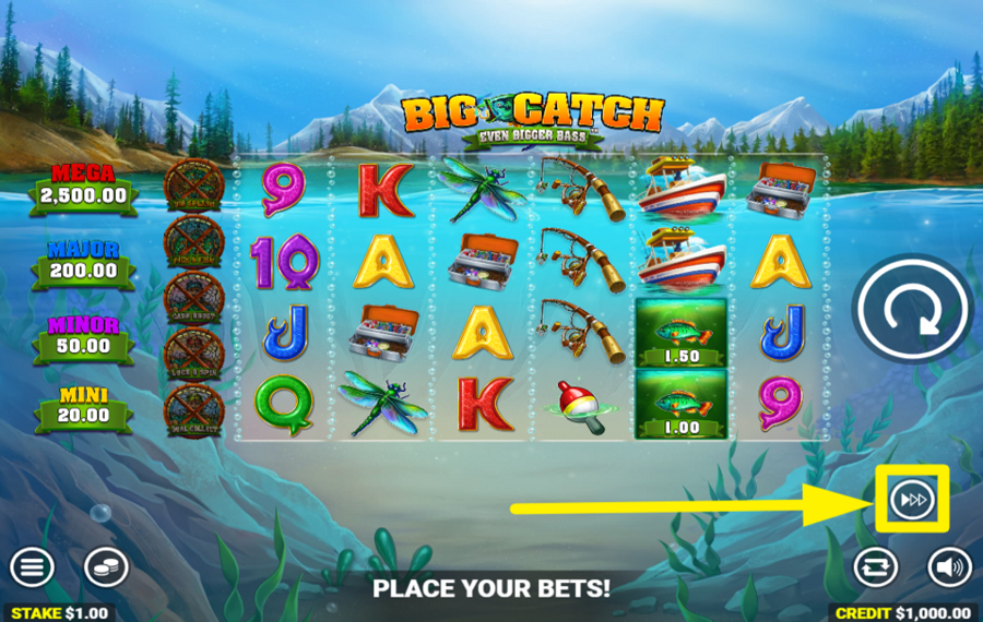 Big Catch Even Bigger Bass ERHÖHEN SIE DIE SCHLEUDERNDREHZAHL.