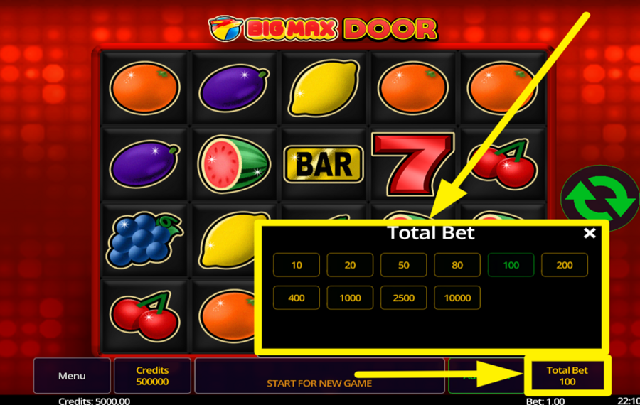 Big Max Door ASSIGN A TOTAL BET VALUE.