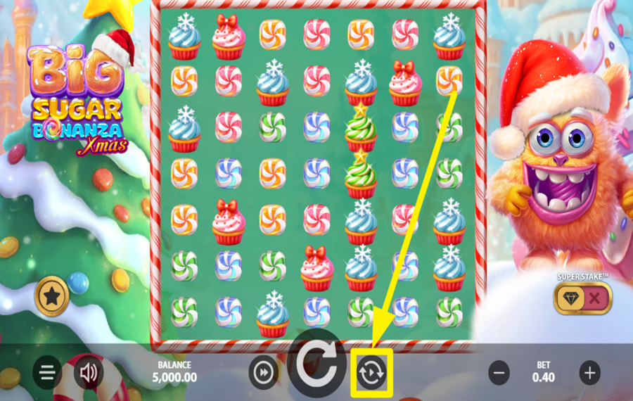 Big Sugar Bonanza Xmas Восп ользуйтесь автоматическим вращением барабанов.