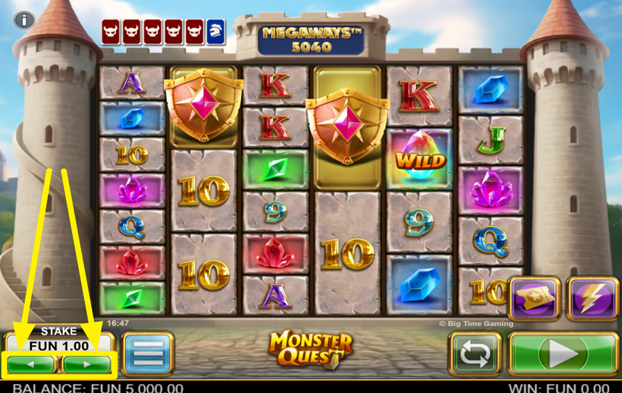 Big Time Gaming Monster Quest WÄHLEN SIE IHREN EINSATZBETRAG.