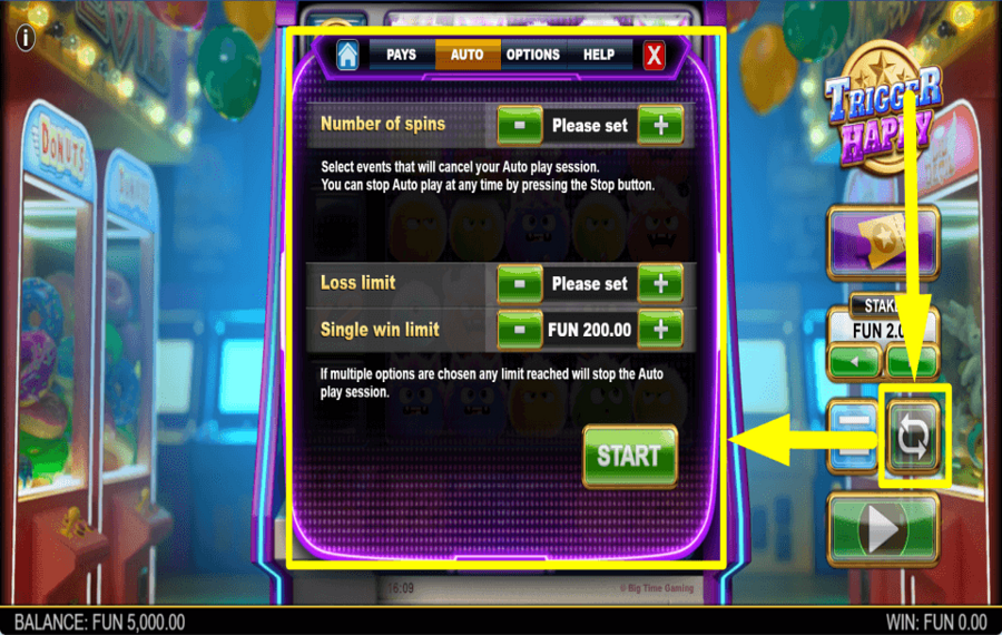 Big Time Gaming Trigger Happy GIRAR AUTOMÁTICAMENTE.