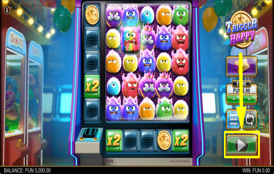 Big Time Gaming Trigger Happy COMENZAR EL JUEGO.