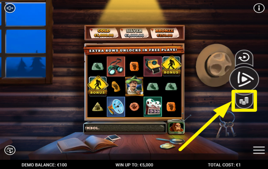 Bigfoot Bucks ASIGNAR UN VALOR DE APUESTA.