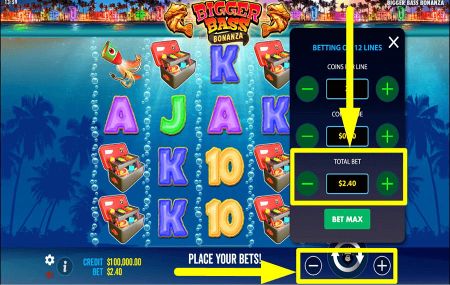 Bigger Bass Bonanza SET YOUR TOTAL BET.